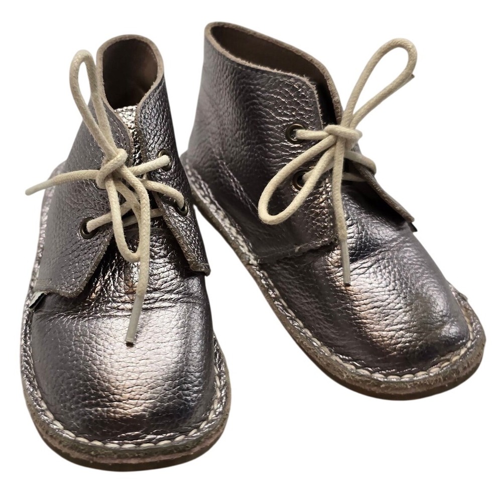 Monkey Feet Toddler Metallic Pewter Leather Desert Chukka Boots Size 2-3Y Boho